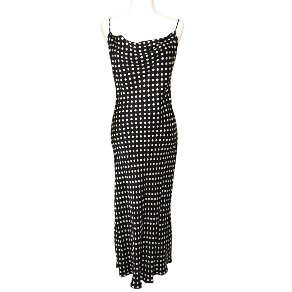 Zara NWT Polka Dot Satin Maxi Dress Cowl Neck S